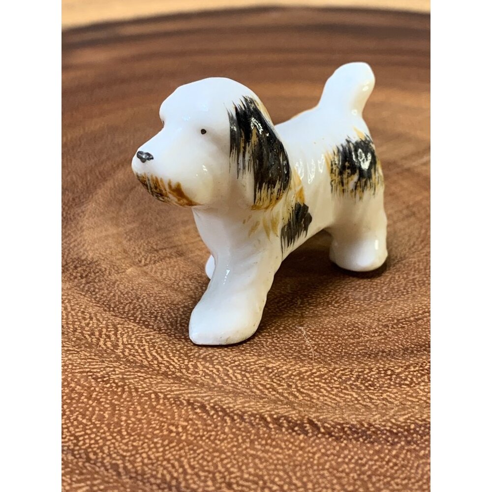 Vintage Porcelain Dog Figurine Hand-Painted Japan Collectible